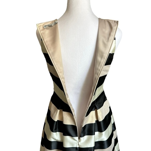 Eliza J Black White Gold Striped A-Line Jewel Dress Size 2P - Picture 4 of 17